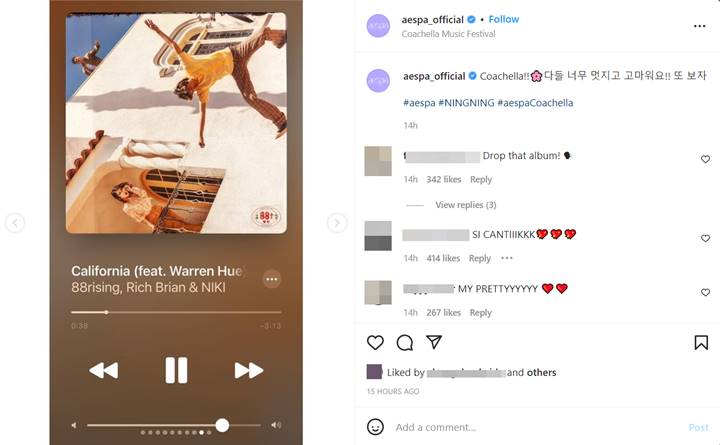 Ningning aespa merekomendasikan lagu \