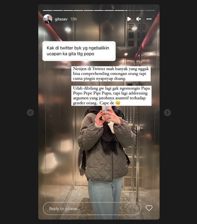 Pendapatnya Tentang TikTokers Popo Tuai Kritik di Twitter, Gita Savitri: Nyapnyap Doang!