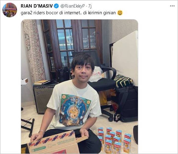 Sempat Geram, Rian D’Masiv Malah Dikirimi Minuman Ini Satu Kardus Imbas Riders Bocor di Internet