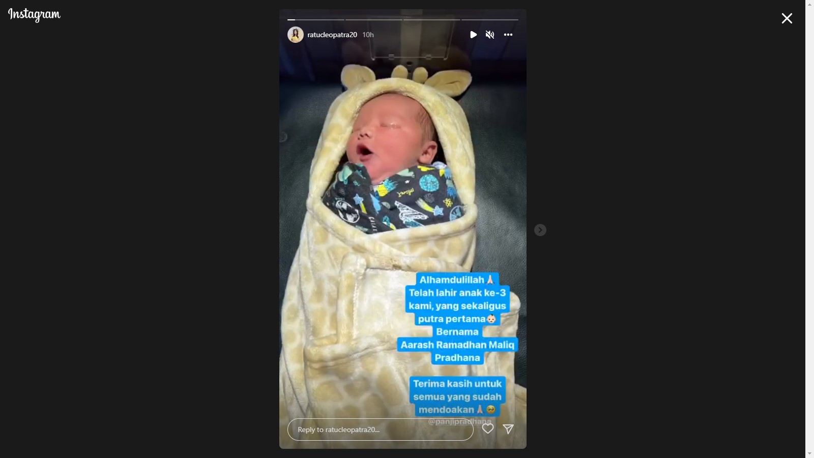 Cleo Eks JKT48 Lahirkan Anak Ketiga, Begini Wajah Tampan Sang Buah Hati
