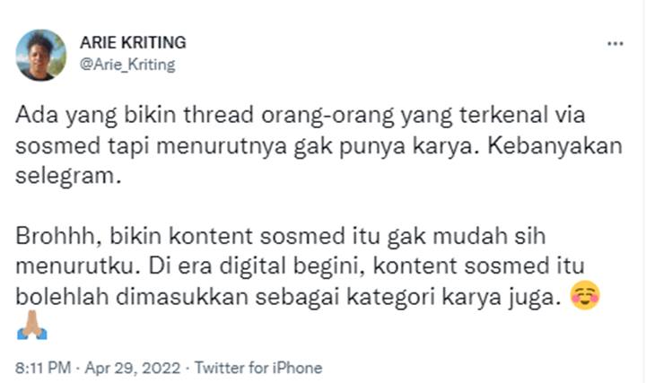 Fuji Dicibir Banyak Fans Tapi Tak Punya Karya, Arie Kriting Beri Komentar Bijak Ini
