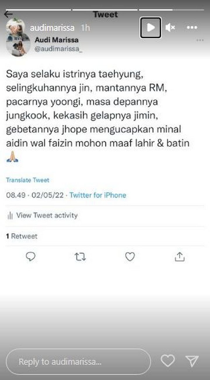Audi Marissa Ucapkan Selamat Lebaran