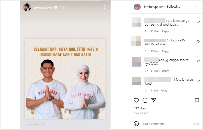 Ramai Gosip Selingkuh, Arya Saloka Unggah Foto Lebaran Bareng Putri Anne Auto Picu Curiga