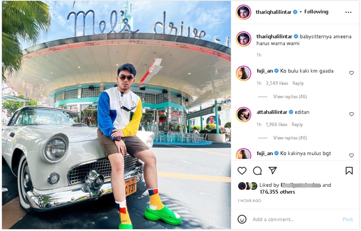 Thariq Halilintar Tampil Warna-warni Sebut Dirinya Babysitter Ameena, Komentar Fuji Bikin Salfok