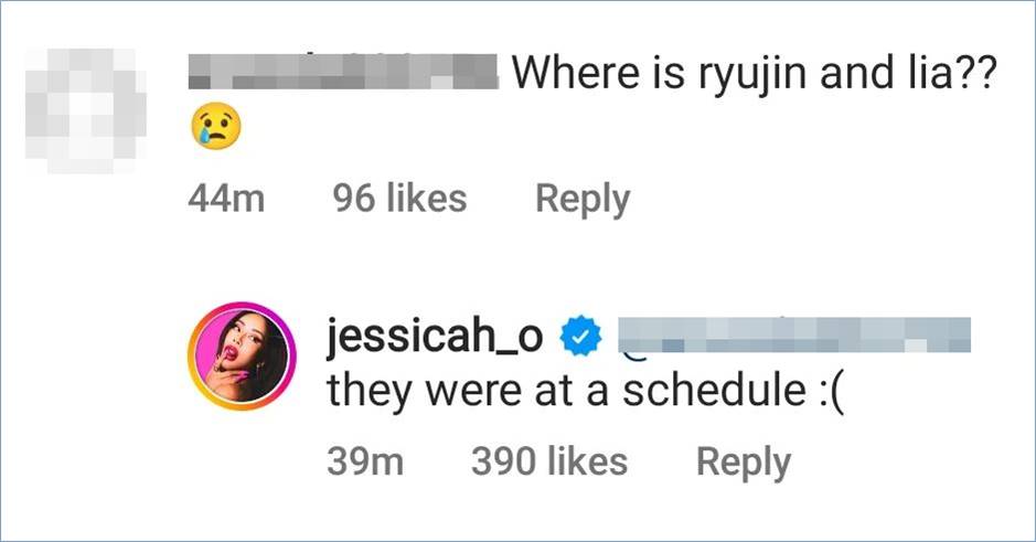 Jessi mengungkapkan alasan tidak ada Ryujin dan Lia yang ikut \