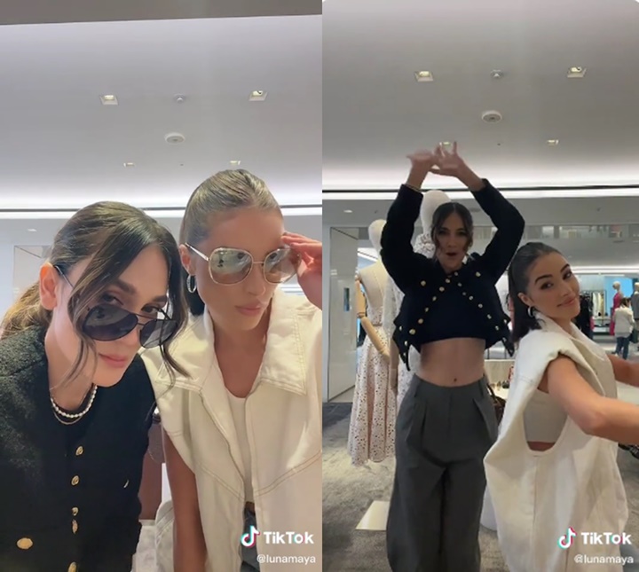 Pamer Perut, Outfit Luna Maya Asyik TikTok-an Bareng Olivia Culpo Kece Abis