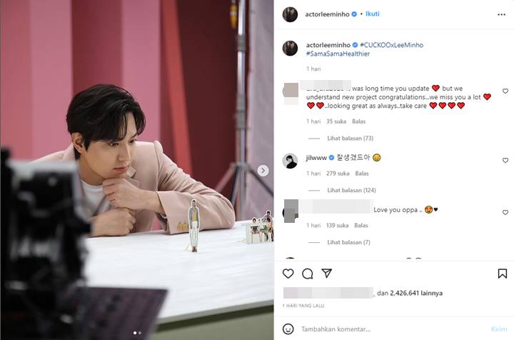 Bikin Melting, Potret Baru Lee Min Ho Dikomentari Tampan oleh Aktor Ini