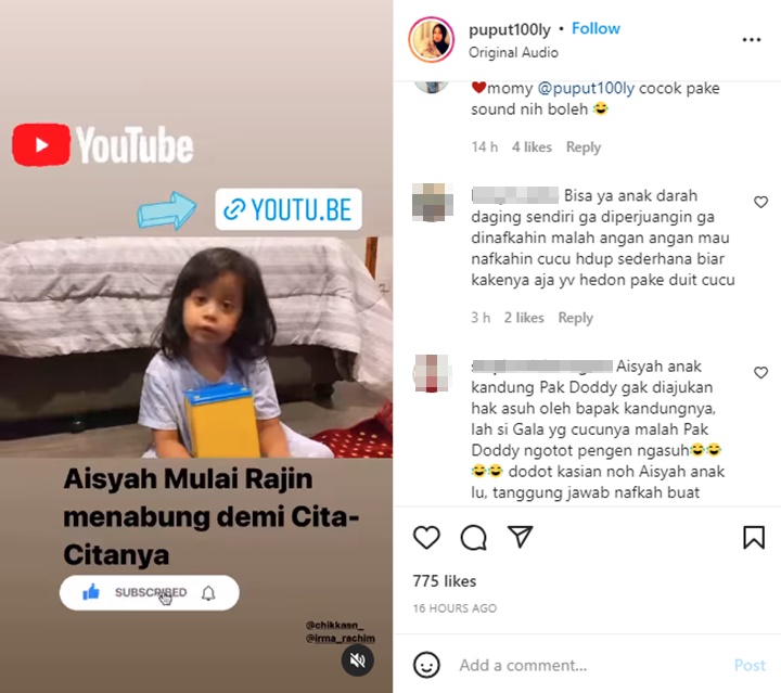 Puput Terharu Putrinya Rajin Nabung Untuk Biaya Sekolah, Doddy Soedrajat Ramai Dihujat