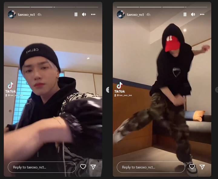 Taeyong NCT membagikan videoTikTok miliknya di Instagram