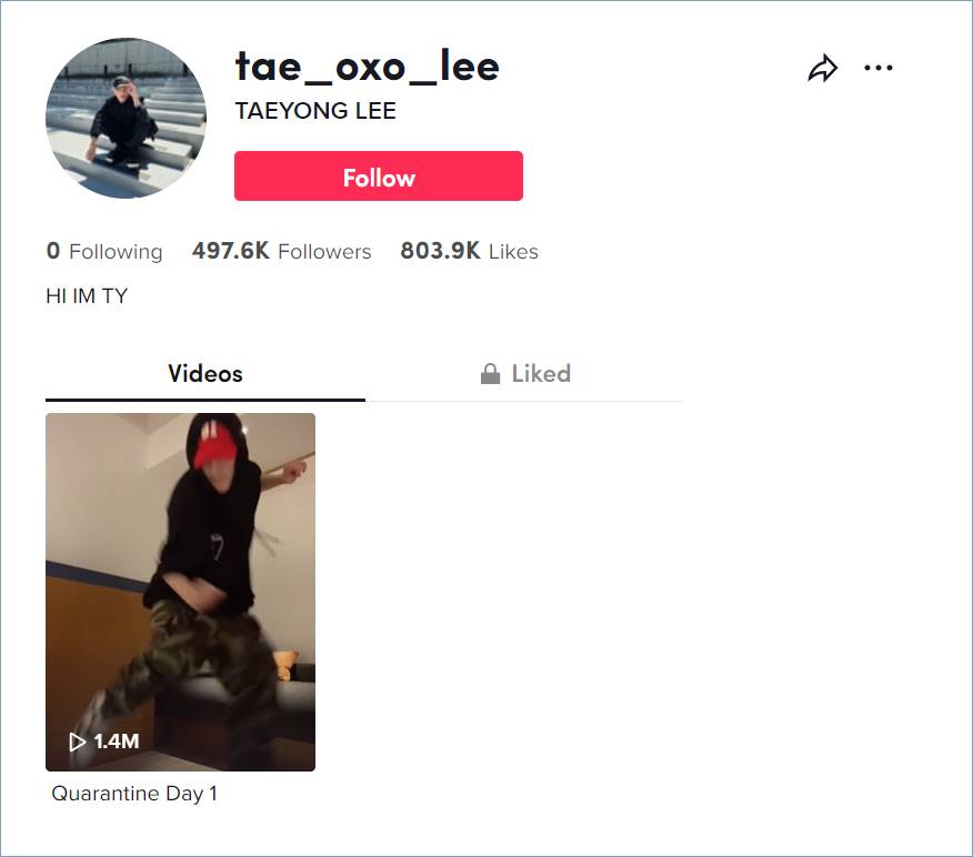 Akun TikTok Taeyong