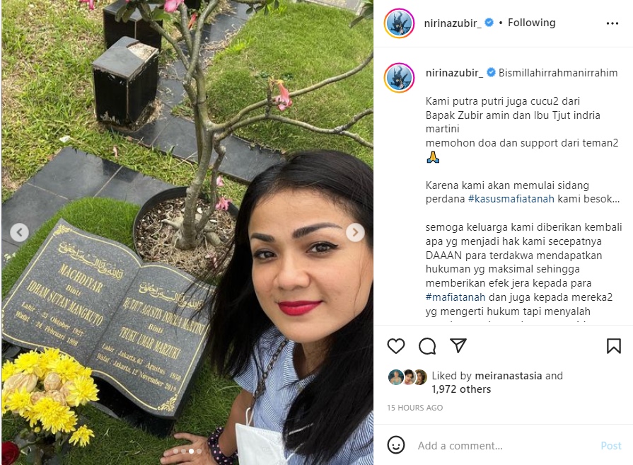Jelang Sidang Kasus Mafia Tanah, Nirina Zubir Ziarah ke Makam Orangtua dan Minta Hal Ini