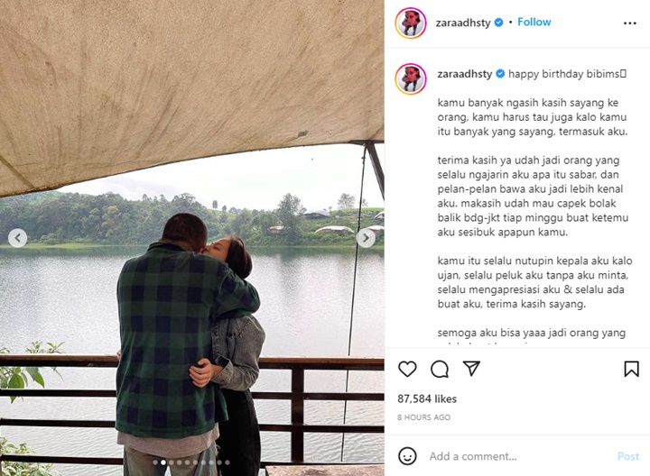 Adhisty Zara Pamer Kebucinan di Momen Ultah Sang Pacar, Love Language Ini Paling Disorot