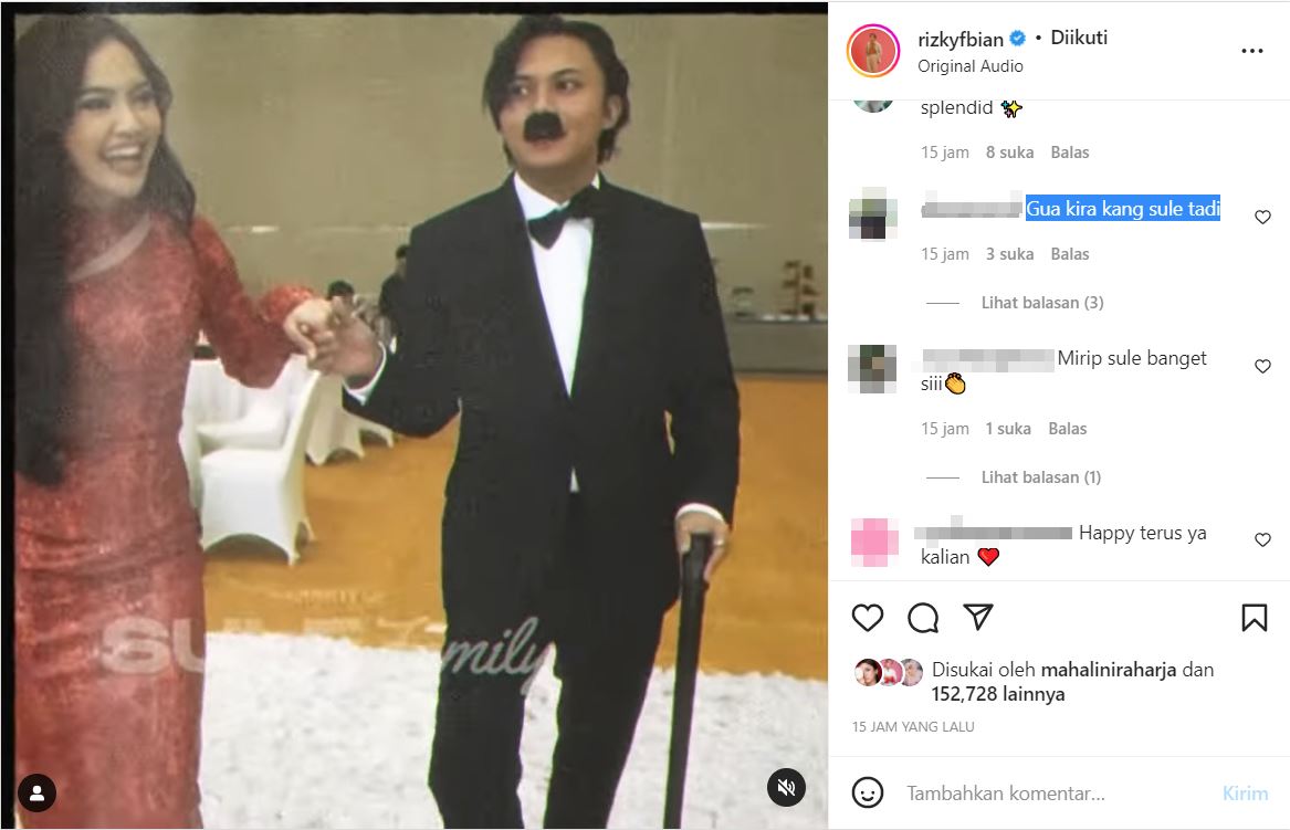 Rizky Febian Cosplay Jadi Charlie Chaplin, Malah Dikira Sule Gandeng Mahalini