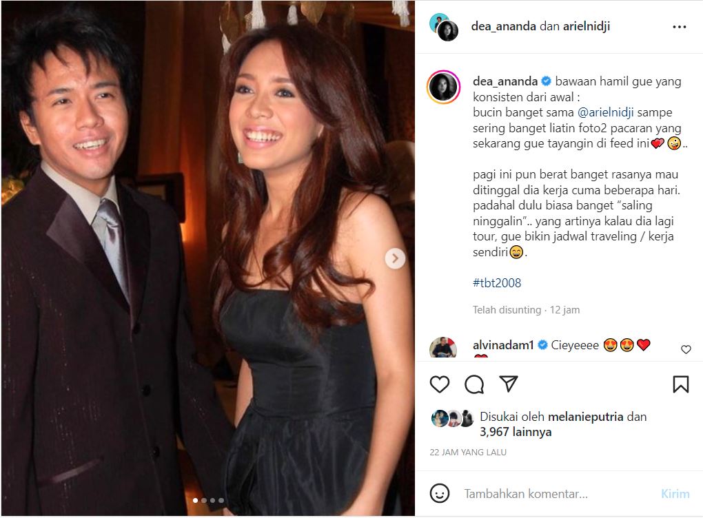 Bucin Banget Karena Hamil, Dea Ananda Curhat Mellow Ditinggal Pergi Ariel Nidji