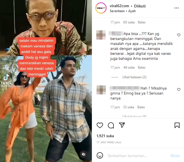 Heboh Doddy Soedrajat Ingin Ceraikan Vanessa Angel dan Bibi Meski Sudah Meninngal, Apa Bisa?