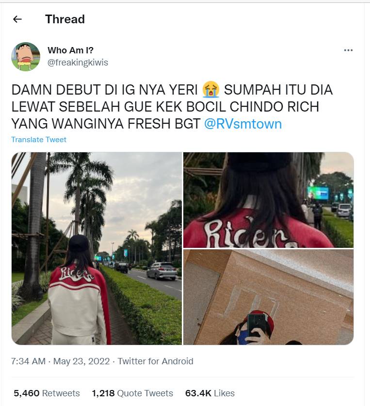 Penggemar Indonesia membeberkan momen tidak sadar bertemu dengan Yeri Red Velvet di jalan