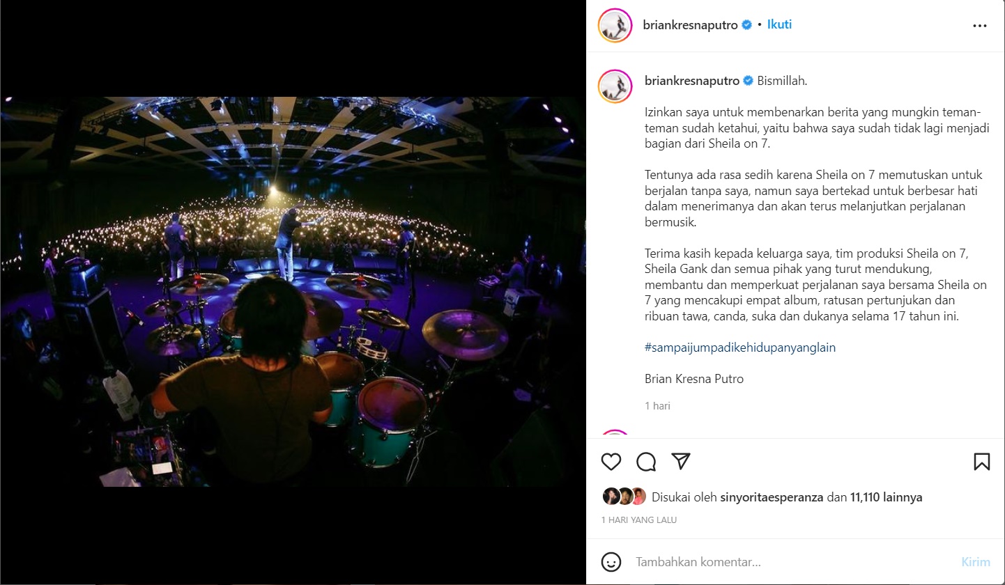 Brian Klarifikasi Soal Berita Hengkang dari Sheila On 7, Ternyata Didepak dari Band?