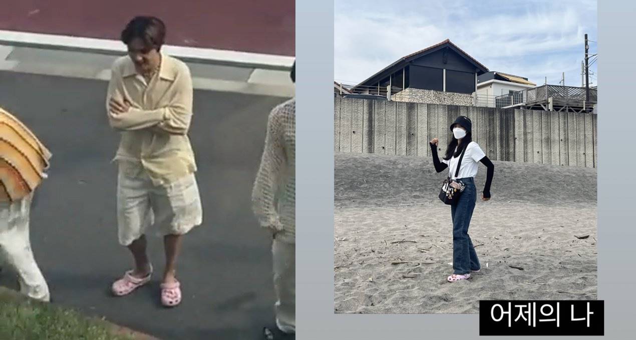 Momen Haechan NCT mengenakan sepatu milik staf wanita