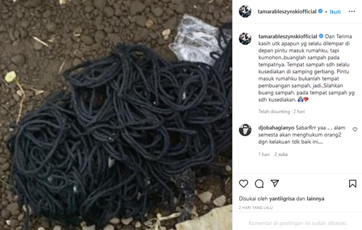 Tamara Bleszynski Geram Rumahnya Dilempari Tali Hitam, Beri Peringatan Tegas