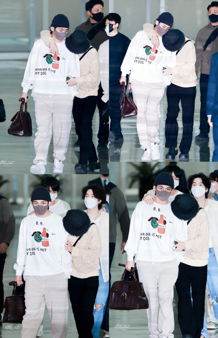 Paling Disorot, V dan Jimin BTS Santuy Umbar \'Kemesraan\' di Bandara