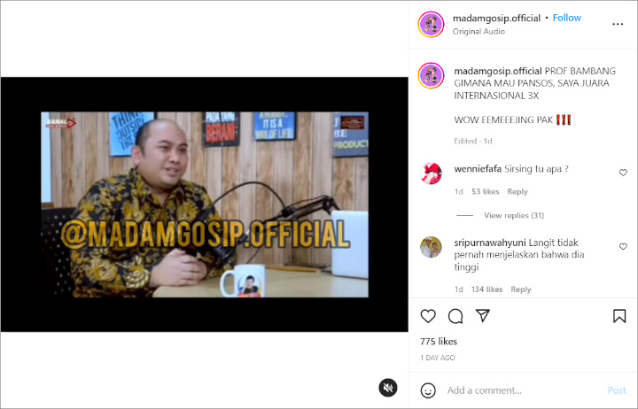 Prof Bambang Bela Diri Usai Dituding Pansos Ke Vanessa Angel, Satu Ucapannya Malah Jadi Gunjingan