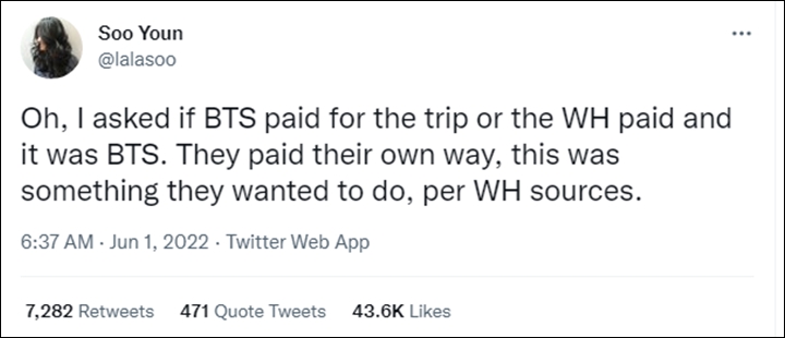 BTS Bayar Sendiri Terungkap Kunjungan Temui Presiden Amerika Serikat