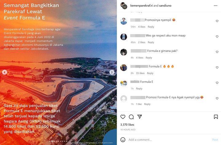 Kolom komentar Sandiaga