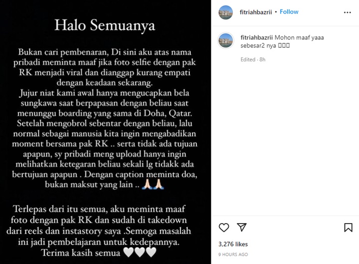Tulis Permohonan Maaf, Selebgram Fitri Bazri Bela Diri Usai Dihujat Gegara Ajak Ridwan Kamil Foto