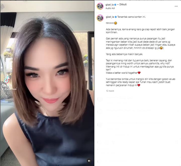 Gisella Anastasia Mendadak Bahas Soal Beban Setelah Menikah, Kenapa?