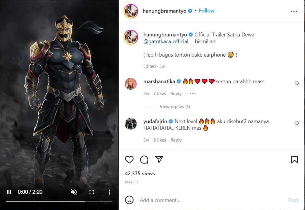\'Satria Dewa: Gatotkaca\' Tuai Sambutan Positif, Hanung Bramantyo Singgung Film \'KKN di Desa Penari\'