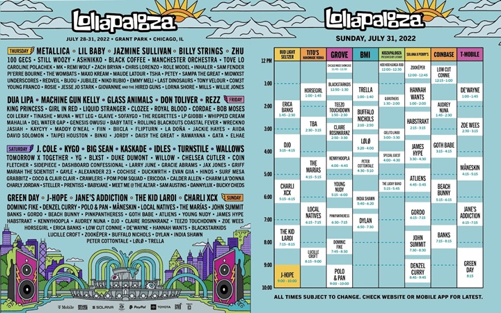 J-Hope BTS Jadi Musisi Korsel Pertama yang Tampil Sebagai Artis Penutup di Lollapalooza 2022