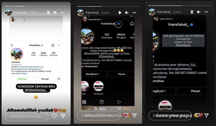 Frans Faisal Susul Jadi Akun Centang Biru, Respons Oma Dewi Beda dari yang Lain