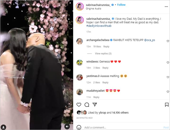 Sabrina Chairunnisa Bahas Cinta Pada Sang Papa, Momen Ciuman Dengan Deddy Corbuzier Bikin Melting