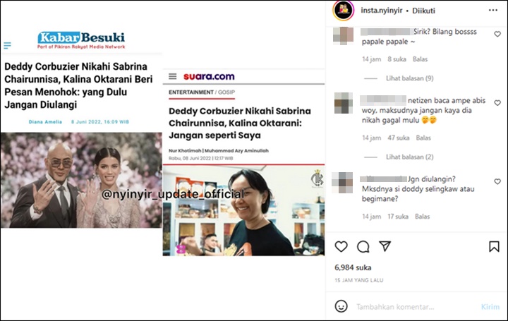 Nasihat Kalina Oktarani Untuk Pernikahan Deddy Corbuzier Malah Picu Komentar Sinis, Kenapa?