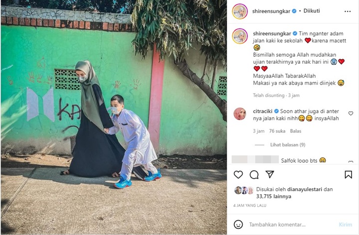 Shireen Sungkar Antar Adam Putra Sulung Sekolah Jalan Kaki, Ada yang Bikin Salfok
