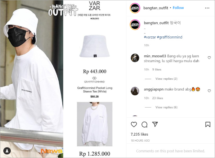Jungkook BTS Pakai Baju Brand Abang Sendiri, Harganya Bikin Kaget