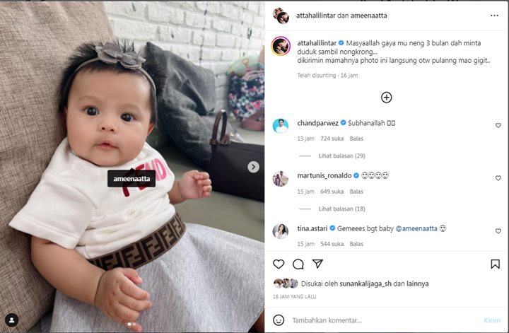 Baru Usia 3 Bulan, Atta Halilintar Gemas Lihat Ameena Duduk Bak Lagi Di Tongkrongan