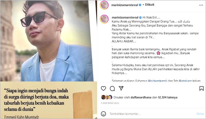 Satu Persatu Kebaikan Eril Semasa Hidup Jadi Pemberitaan, Tanggapan Marini Zumarnis Bikin Mewek
