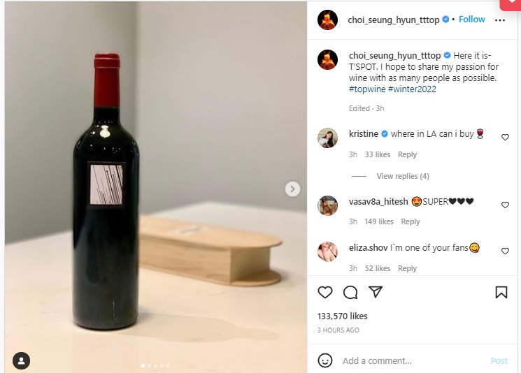 T.O.P BIGBANG Akhirnya Resmi Luncurkan Merk Wine Miliknya