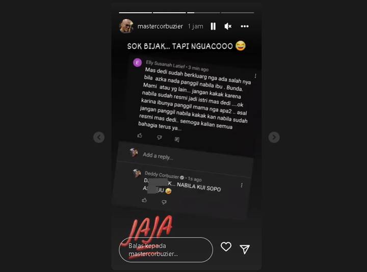 Deddy Corbuzier Semprot Netizen yang Kritik Panggilan Azka ke Sabrina Chairunnisa, Sindirannya Kocak