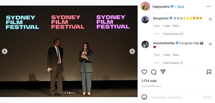 Wakili Ibnu Jamil cs, Happy Salma Didampingi Mertua Saat Hadiri Sydney Film Festival