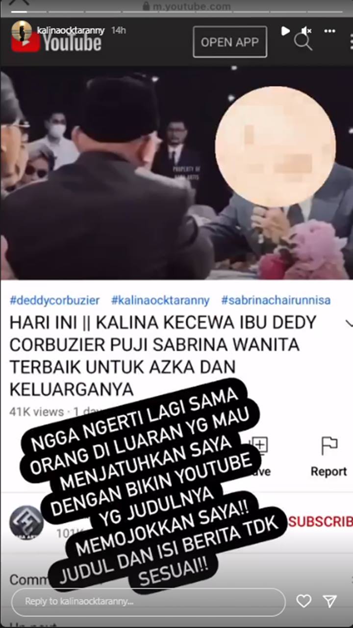 Kalina Oktarani Kesal Saat Dituding Kecewa Karena Ibunda Deddy Corbuzier Puji Sabrina Chairunnisa