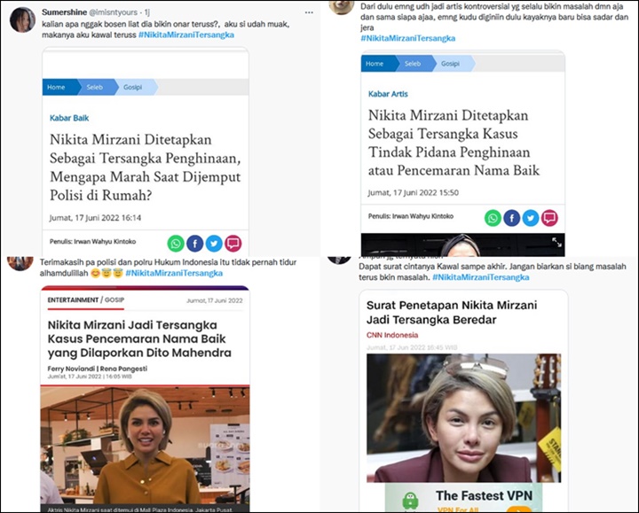 Nikmir Tak Terima, Warganet Justru Ramaikan Tagar #NikitaMirzaniTersangka di Twitter