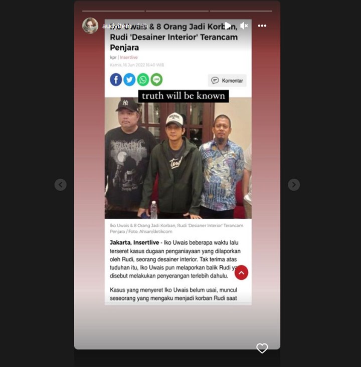 Rudi Kini Terancam Penjara Usai Laporkan Iko Uwais, Begini Reaksi Audy Item