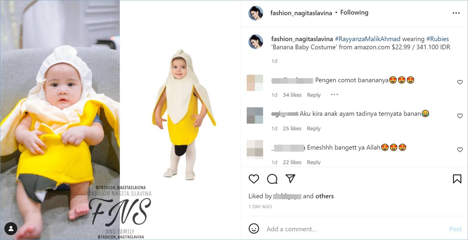 Harga outfit pisang Rayyanza putra Raffi Ahmad