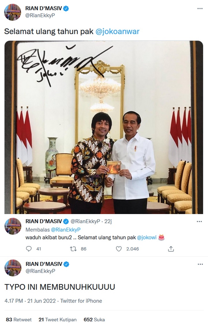 Rian D\'Masiv Lakukan \'Kesalahan\' ke Presiden Jokowi Sampai Ditegur Sang Ibu, Soal Apa?