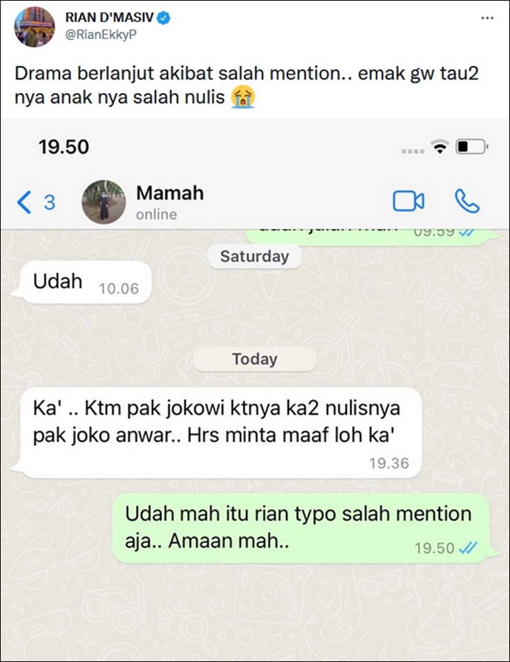 Rian D\'Masiv Lakukan \'Kesalahan\' ke Presiden Jokowi Sampai Ditegur Sang Ibu, Soal Apa?