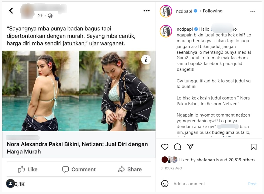 Nora Alexandra Ngamuk Gara-gara Judul Berita: Gue Tunggu Itikad Baiknya