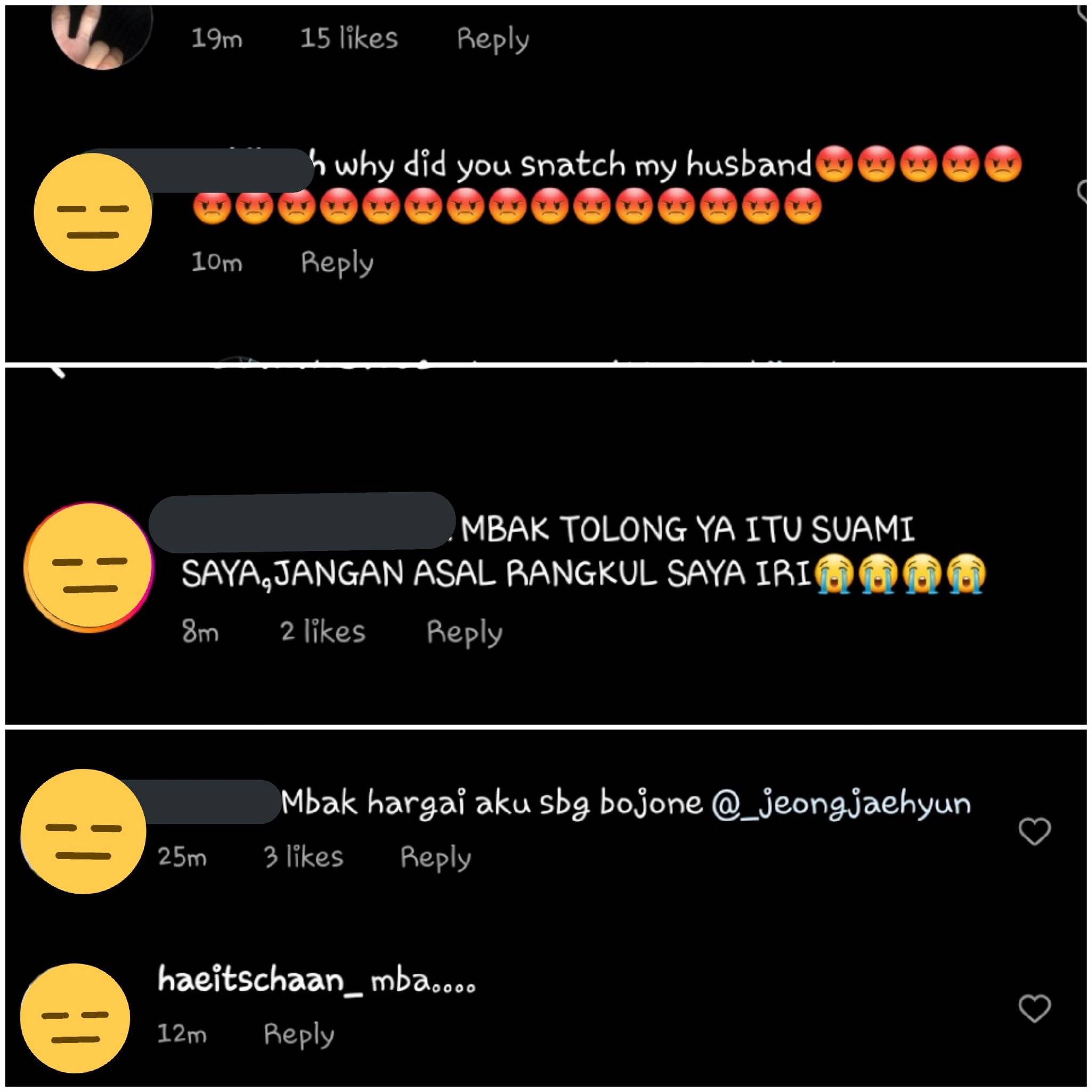 Penggemar menuliskan komentar di unggahan staf wanita NCT