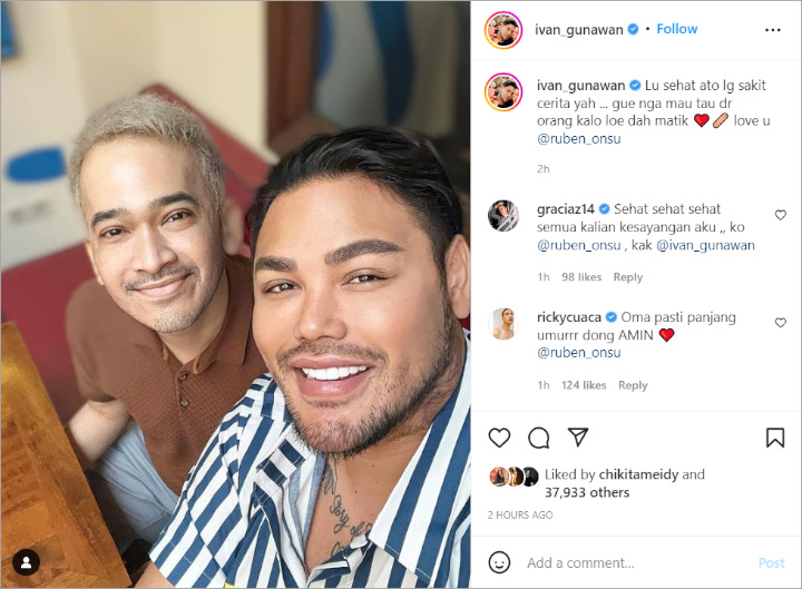 Ivan Gunawan Minta Ruben Onsu Terbuka Soal Kesehatan Padanya, Caption Sukses Bikin Parno